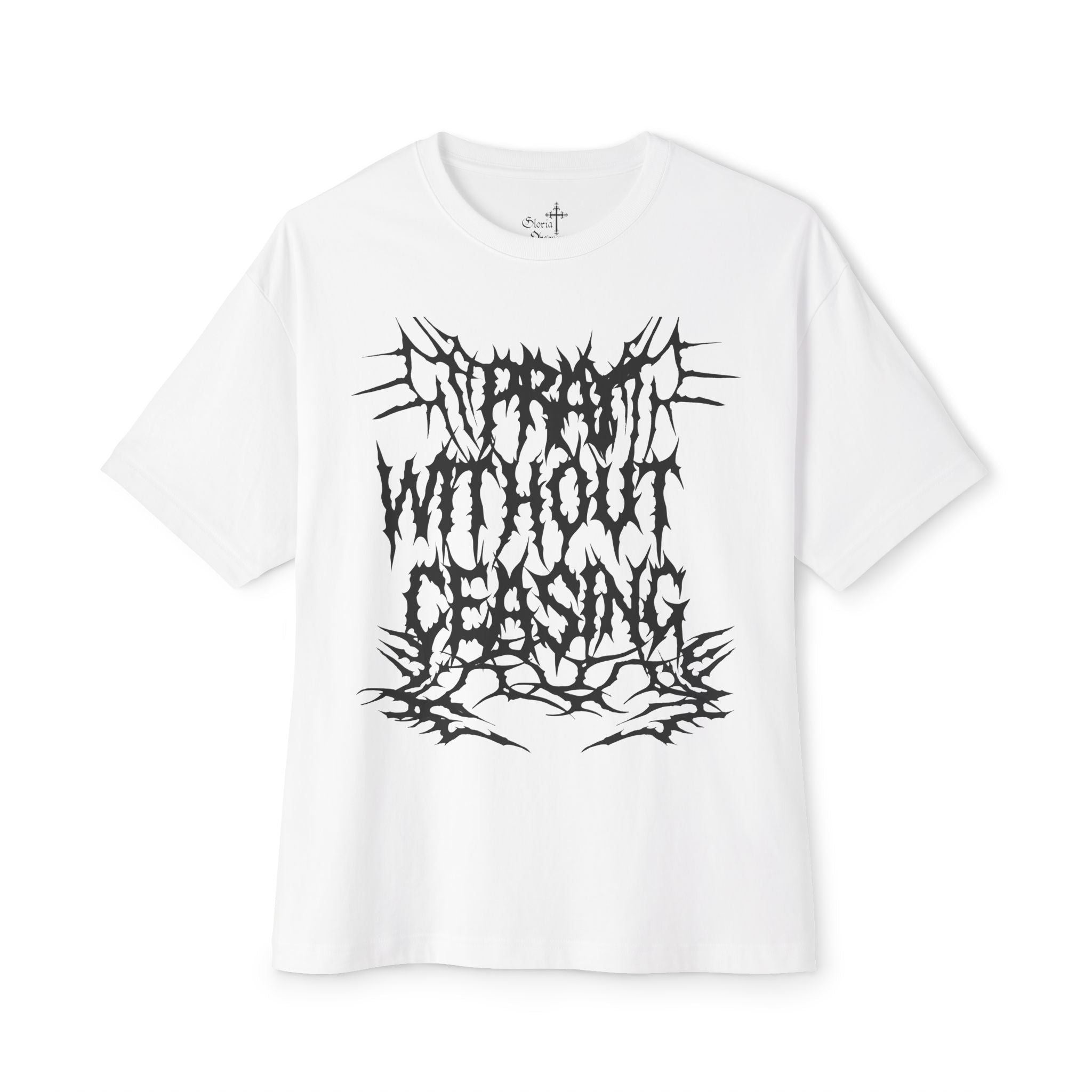Chic Graphic Tee: "Pray Without Ceasing" Unisex Oversized Boxy Shirt, Streetwear, Gift for Him/Her, Casual Wear, Faith-Based Fashion