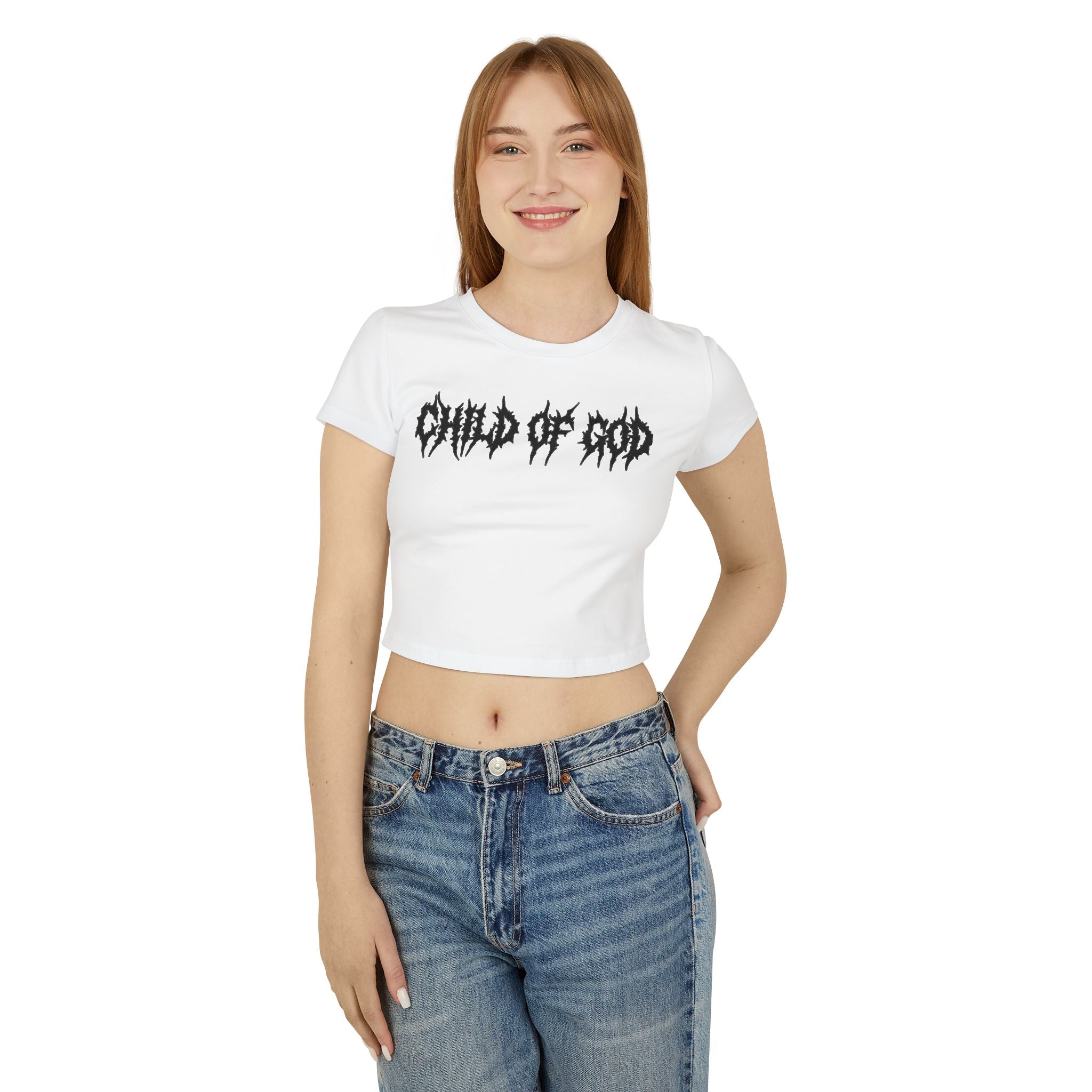 Chic Women's Baby Tee - Child of God Graphic Crop Top, Trendy Shirt, Faith-Based Fashion, Gift for Her, Casual Outfit