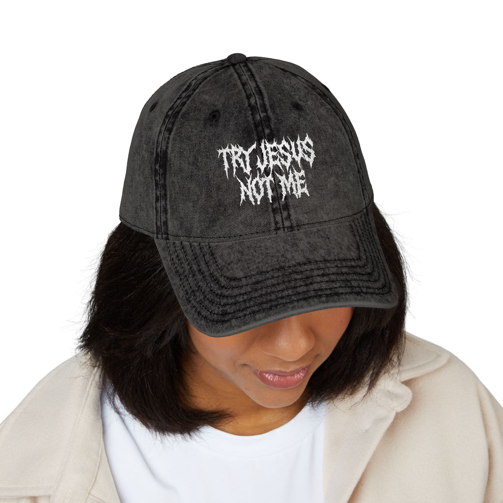 Try Jesus, Not Me Vintage Cap (Embroidery)