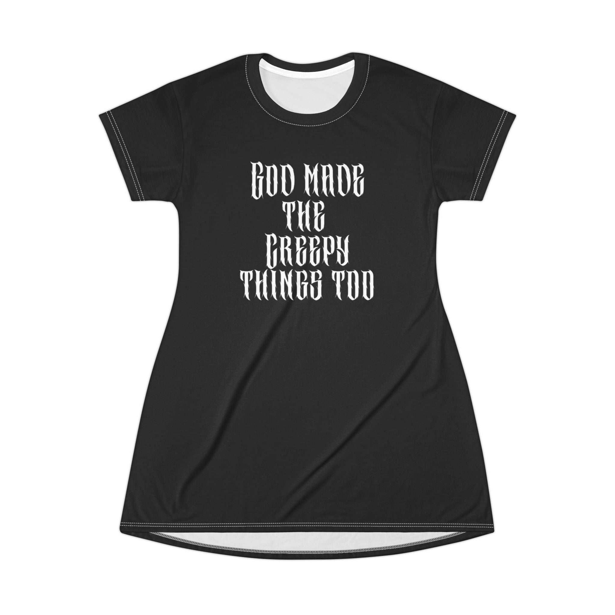 Gothic Quote T-Shirt Dress, Casual Wear, Halloween Fashion, Unique Gift, Everyday Style