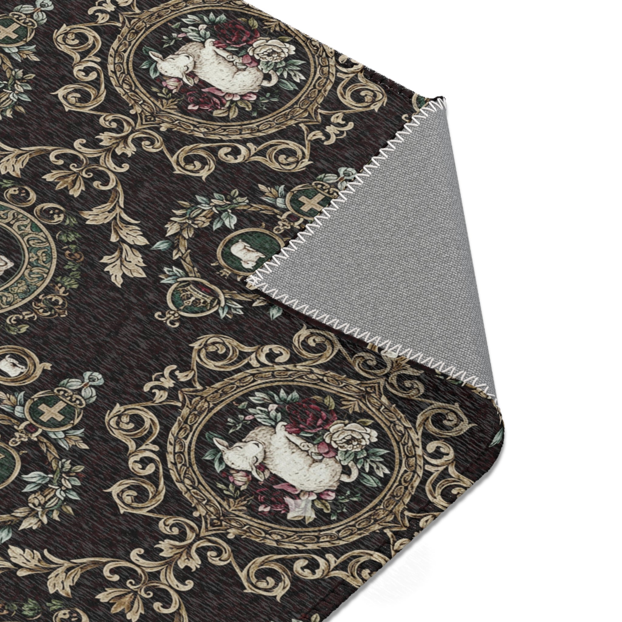 Vintage Floral Lamb Area Rug