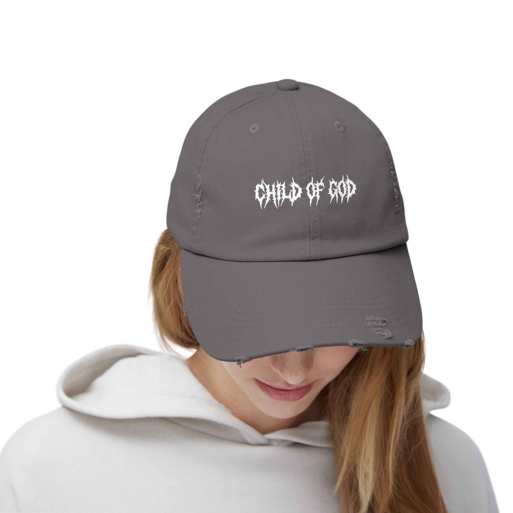 Unisex Distressed Cap with 'Child of God' Design