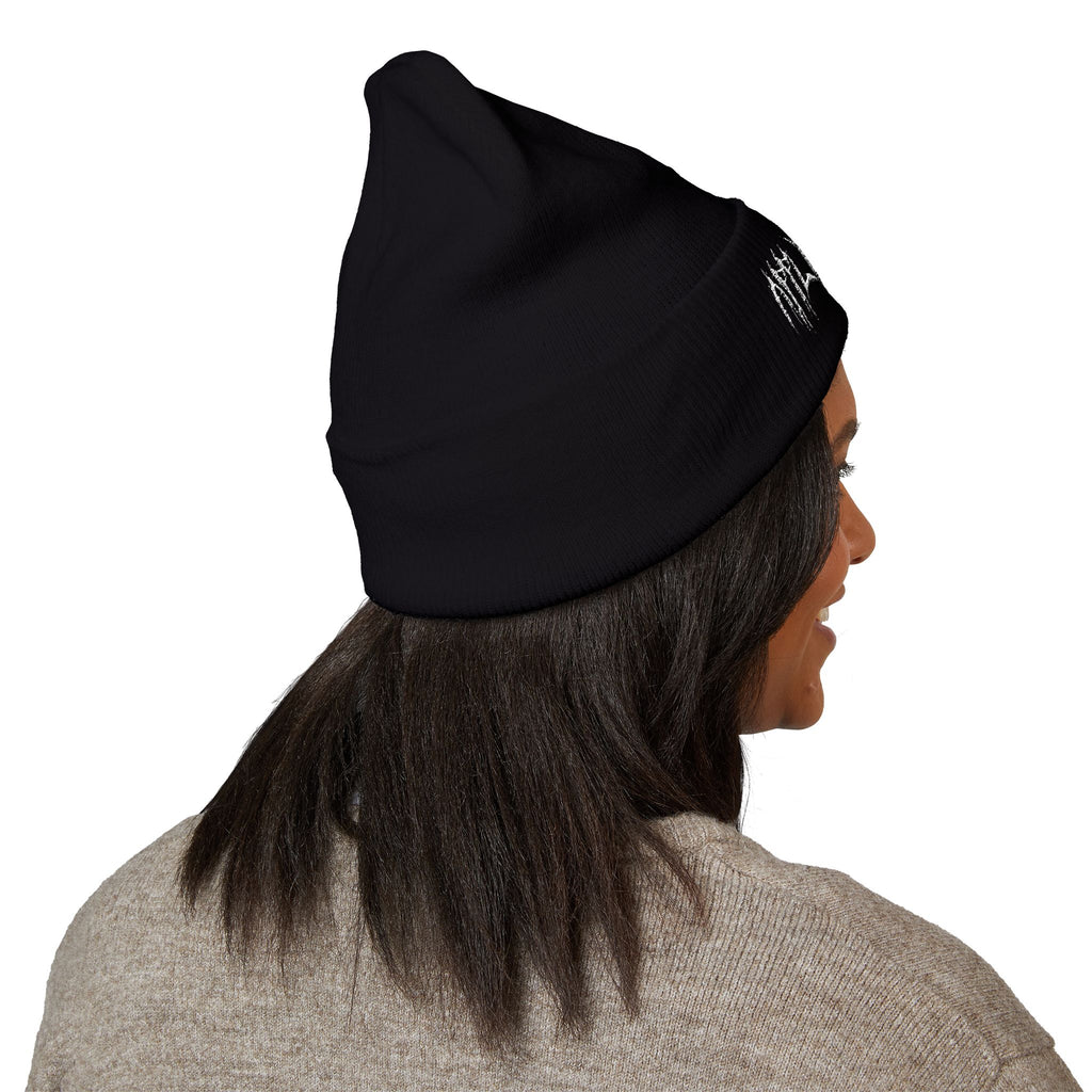 Protest Embroidered 'Apply Heat' Gothic Beanie — Black Cuffed Knit Hat