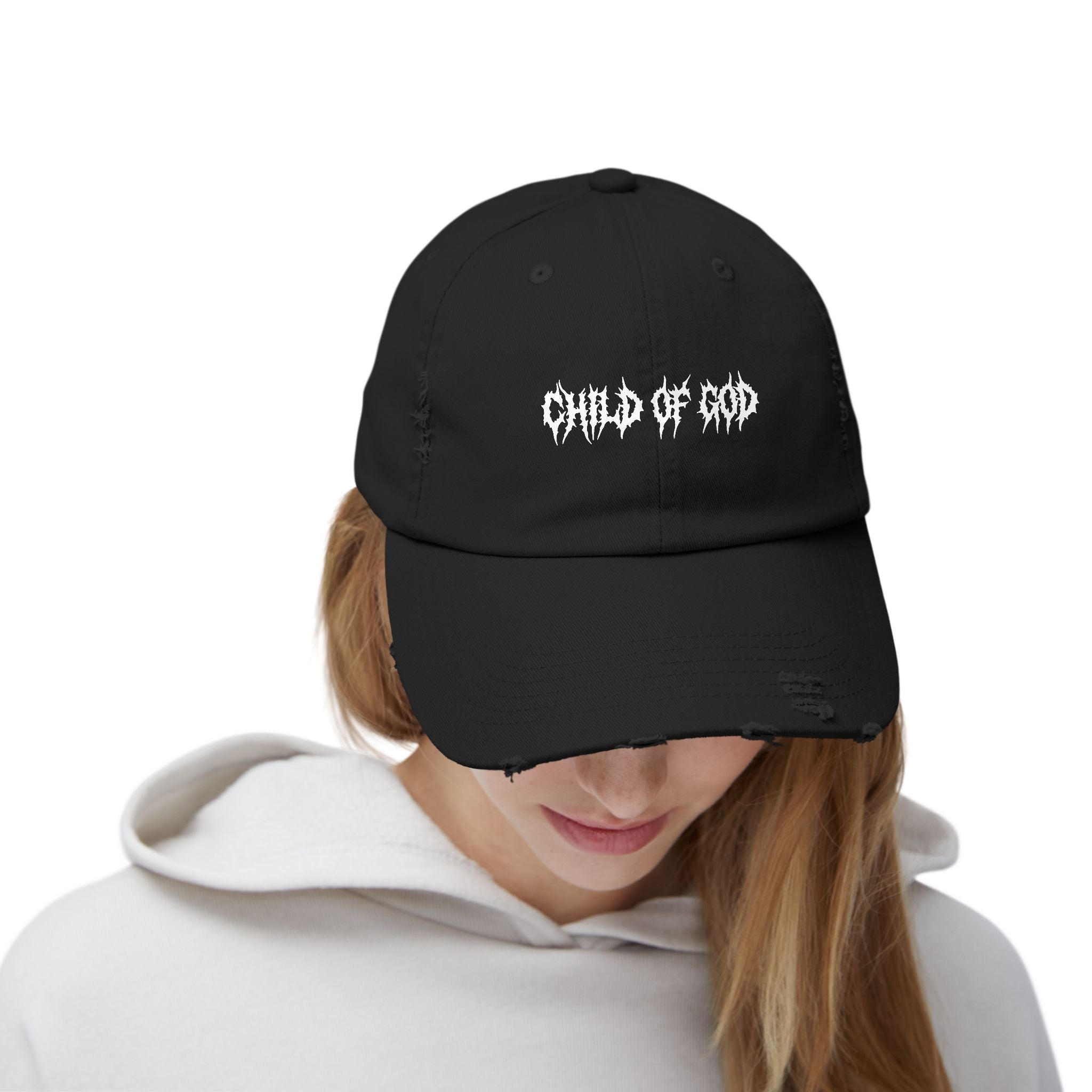 Unisex Distressed Cap with 'Child of God' Design