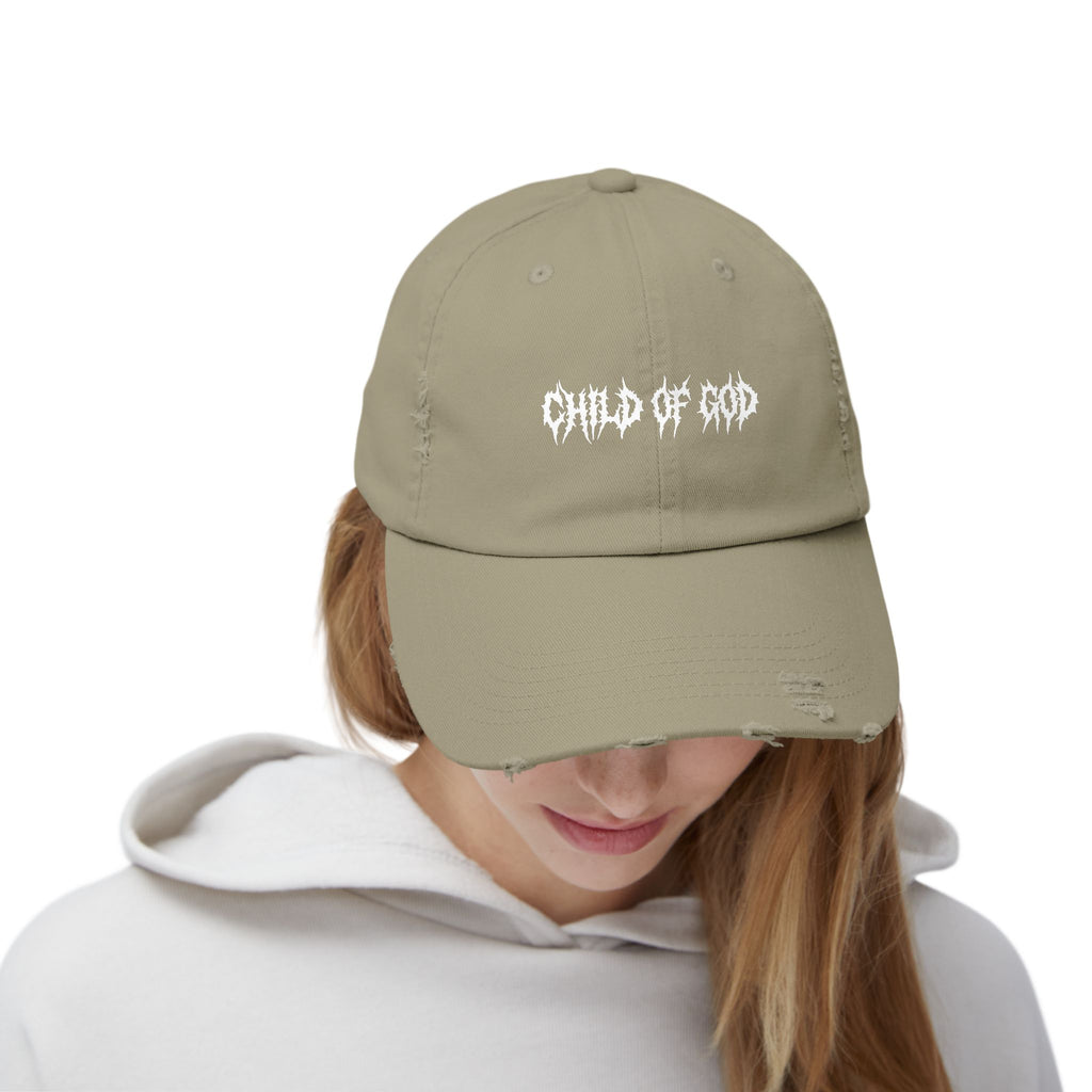 Unisex Distressed Cap with 'Child of God' Design