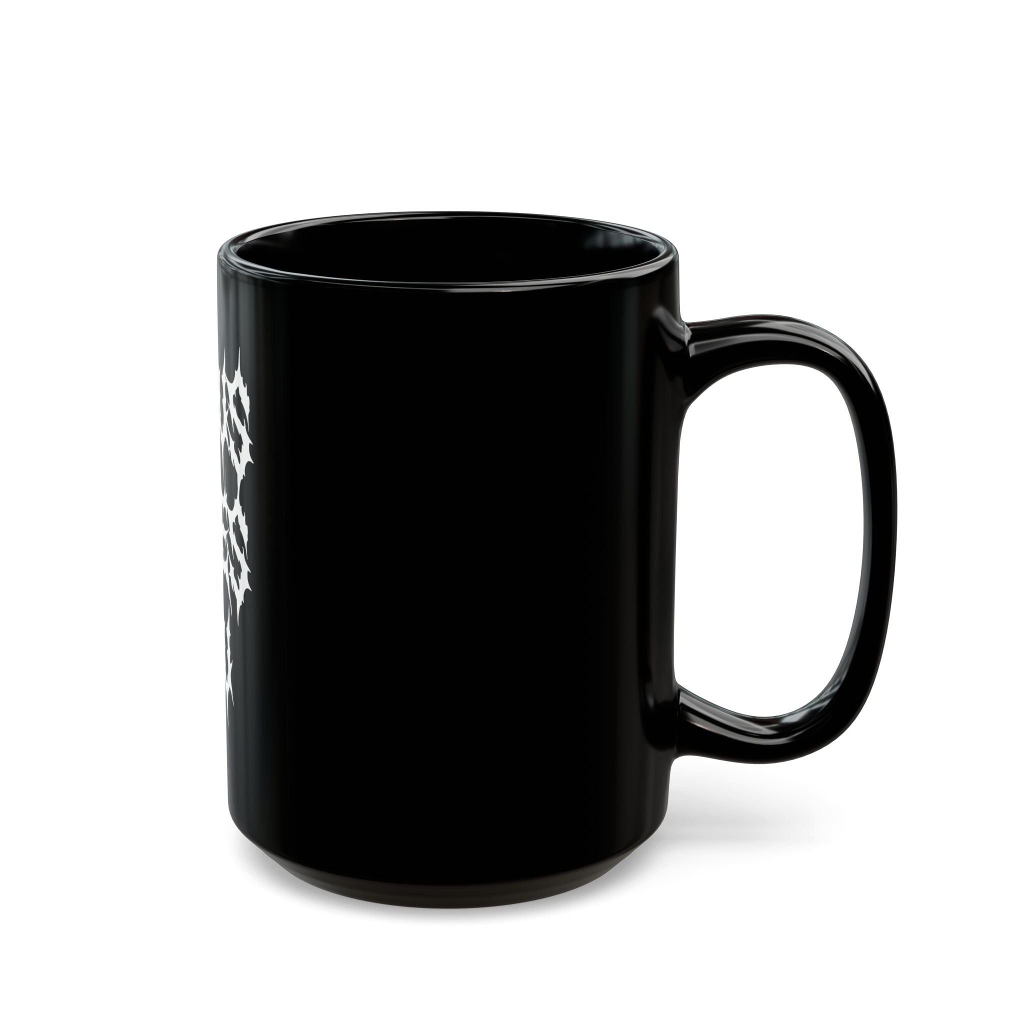 Black Coffee Mug with 'Jesus Loves You' Design, Gothic Style, Gift for Believers, Religious Decor, Inspirational Drinkware
