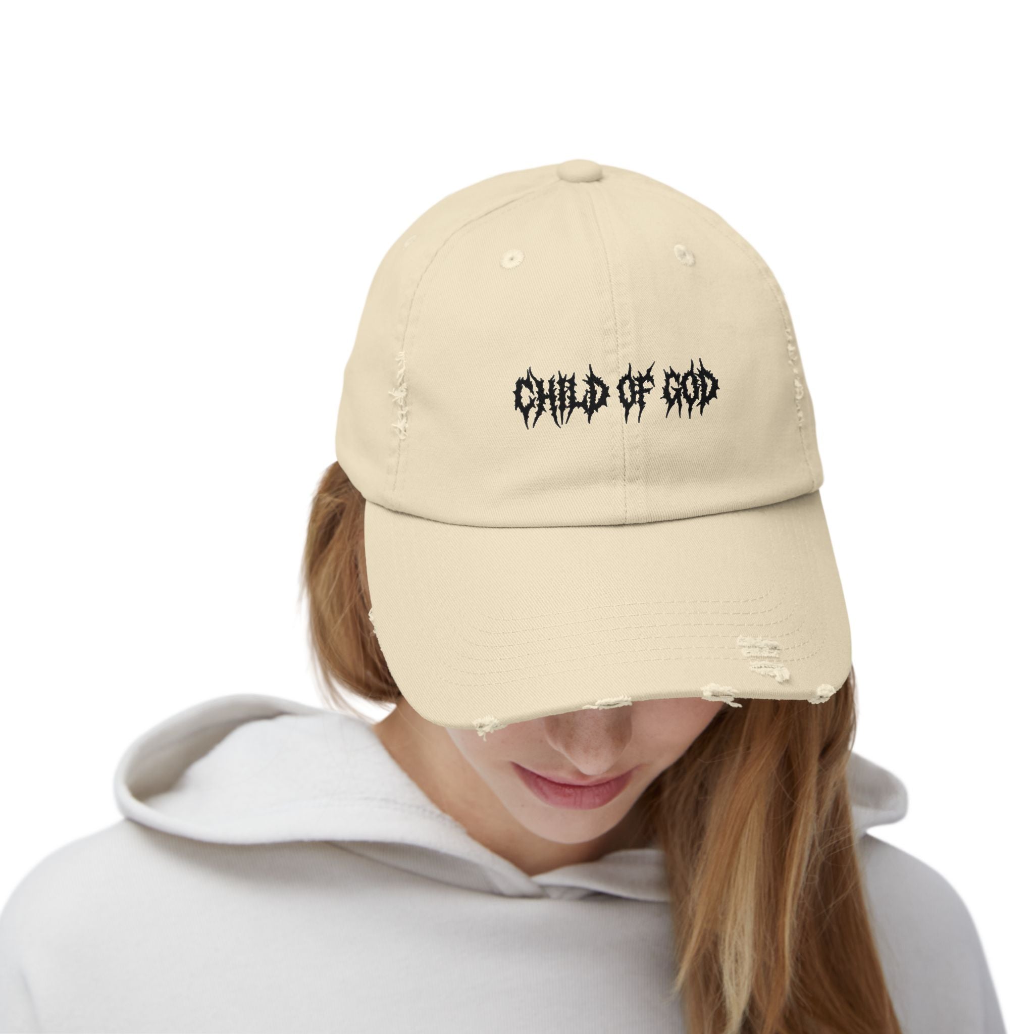 Unisex Distressed Cap with 'Child of God' Design